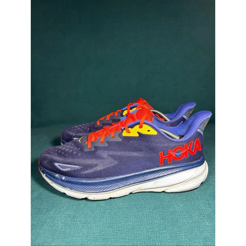 Hoka Clifton 9 Blue Orange Yellow Men's Running Shoes Size 13 D 1127895-BBDGB